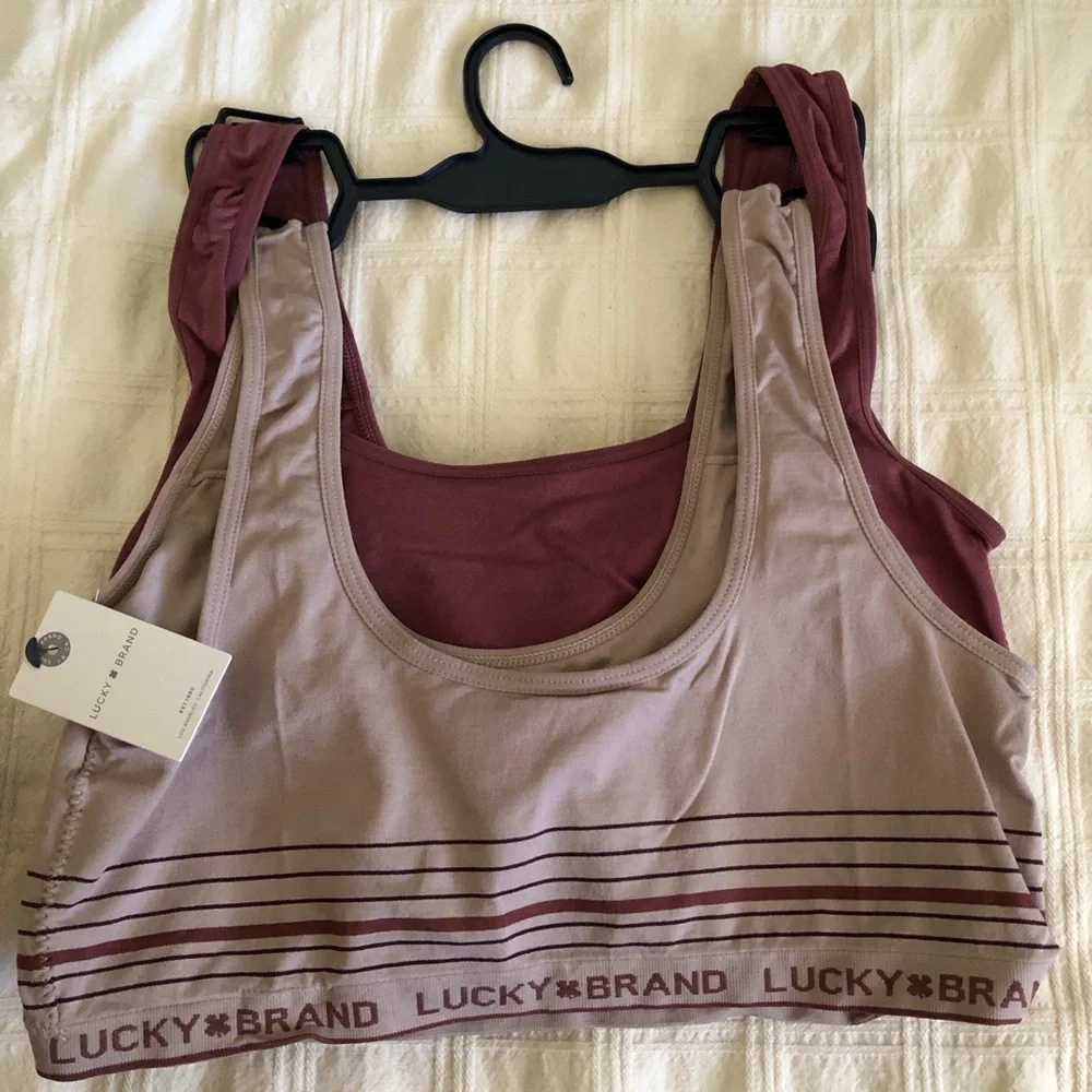 NWT Lucky Brand Dark Blush Pink  Bras with Pad inserts XL - Picture 2 of 3